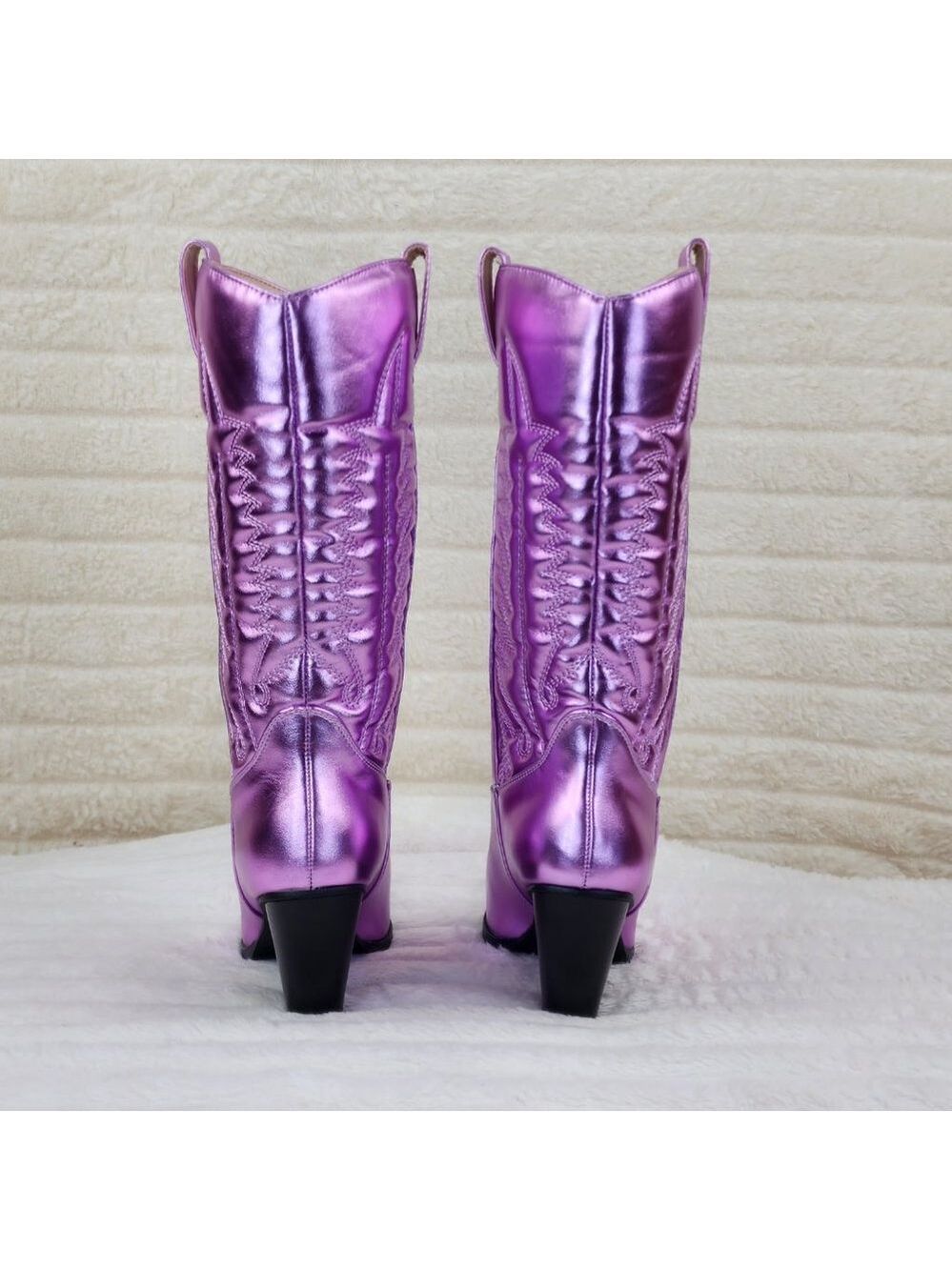 Disco Cowboy Metallic Lilac Purple Western Cowgirl Boots New - Picture 5 of 9